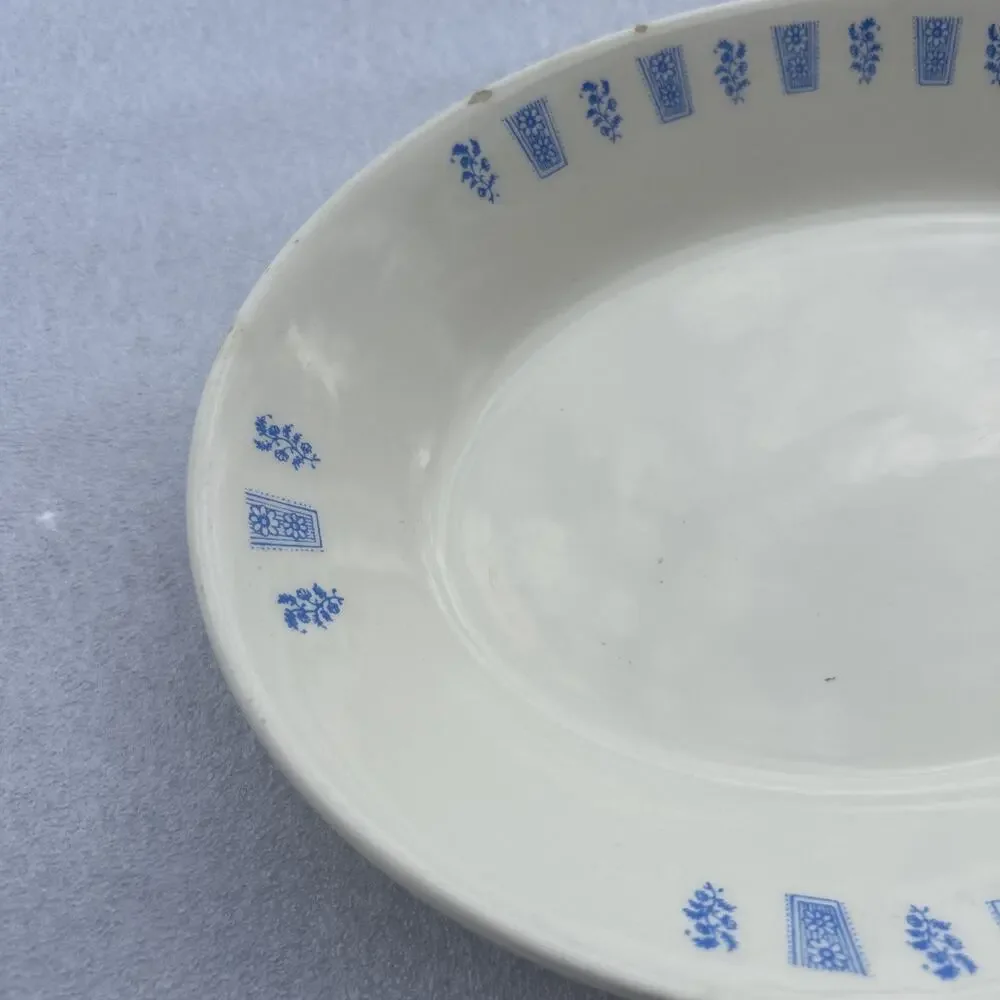 Oxford Brazil Platter Vintage Restaurant Ware 2830-1 Cream Blue 11” X 8.25” EUC